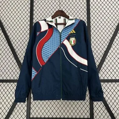 2024 Italy Reversible Windbreaker White&Blue Double-Sides Jacket Soccer Jerseys For Sale