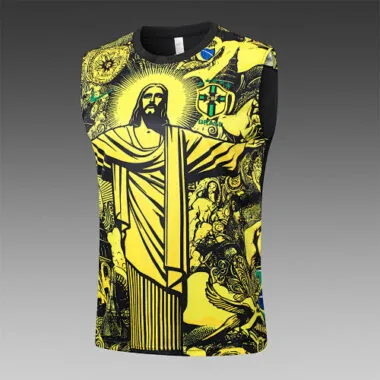 2024 Brazil Christ the Redeemer Yellow Vest Kit Soccer