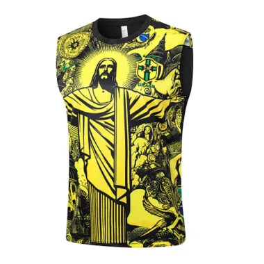 2024 Brazil Christ the Redeemer Yellow Vest Kit Soccer