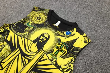 2024 Brazil Christ the Redeemer Yellow Vest Kit Soccer