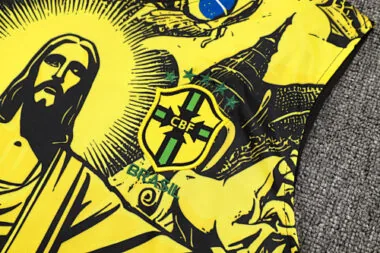 2024 Brazil Christ the Redeemer Yellow Vest Kit Soccer