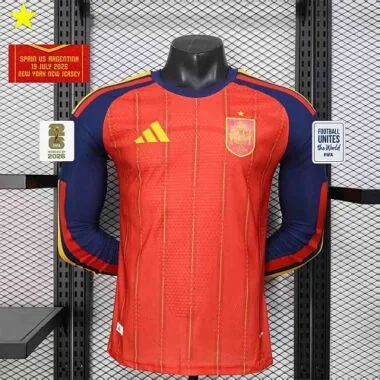 Camisa da Espanha para o Mundial de 2026, versão para jogador, manga comprida, com 1 estrela