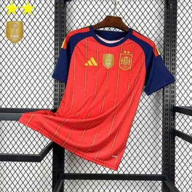 Camisa de jogo em casa com duas estrelas da Espanha para o Mundial de 2026