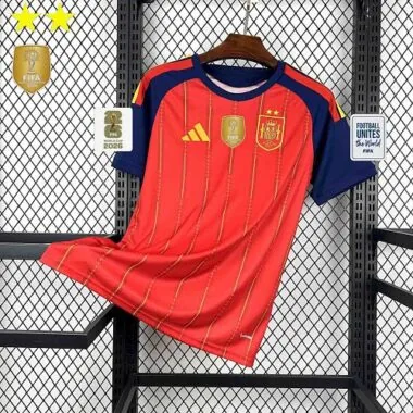 Camisa de jogo em casa com duas estrelas da Espanha para o Mundial de 2026