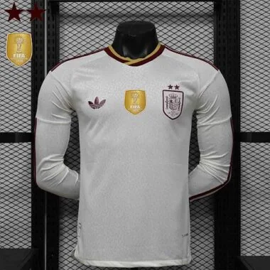 Camisa de jogador de manga comprida com 2 estrelas da seleção espanhola para os jogos fora de casa no Mundial de 2026