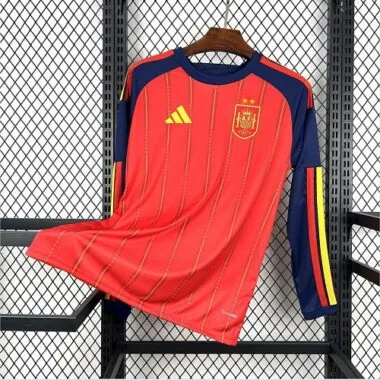 Spanien WM 2026 Heimtrikot mit 2 Sternen und langen Ärmeln