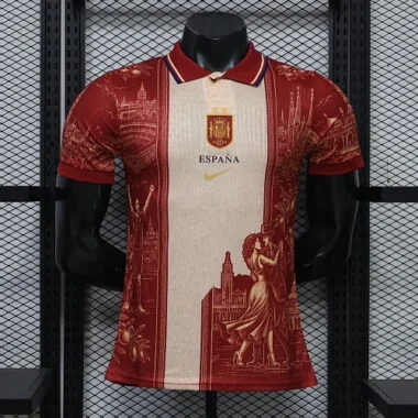 Spain 2026 Red White Polo Collar Special Edition Player Version Jersey