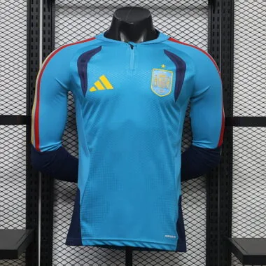 Spain 2026 Blue Half-Zip Long Sleeve Player Version Training Top