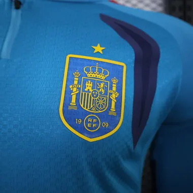 Spain 2026 Blue Half-Zip Long Sleeve Player Version Training Top