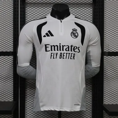 Real Madrid 2026/27 White Half-Zip Long Sleeve Player Version Training Top