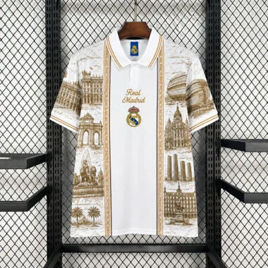 Real Madrid 2026/27 White Gold Polo Collar Special Edition Jersey