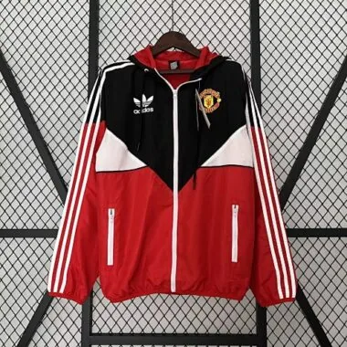 Manchester United 2023/24 Red Black Hooded Windbreaker