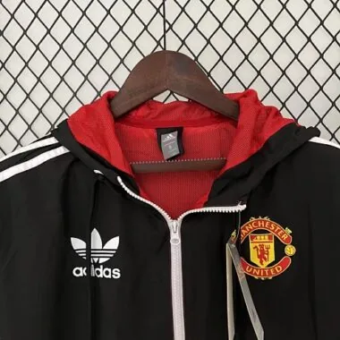 Manchester United 2023/24 Red Black Hooded Windbreaker
