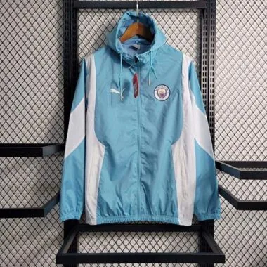 Manchester City 2023/24 Sky Blue White Hooded Windbreaker