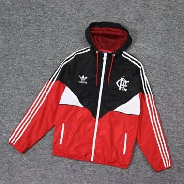 Flamengo 2023/24 Red Black Hooded Windbreaker