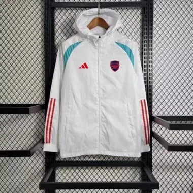 Arsenal White Teal Hooded Windbreaker