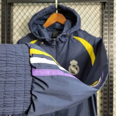 Real Madrid 2023/24 Navy Yellow Hooded Windbreaker