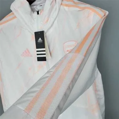 Arsenal 2021/22 White Pattern Windbreaker