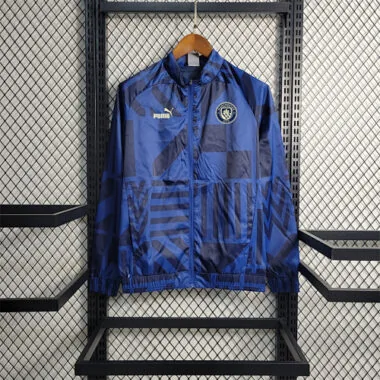 Manchester City 2023/24 Blue Black Geometric Windbreaker