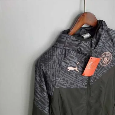 Manchester City 2021/22 Black Grey Windbreaker