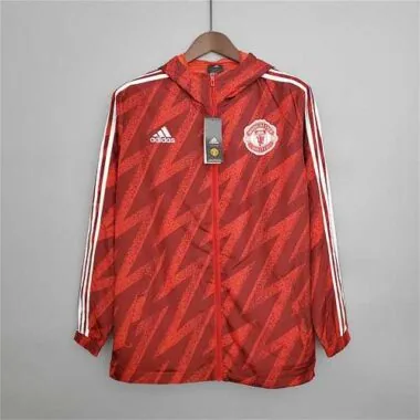 Manchester United 2021/22 Red Geometric Windbreaker