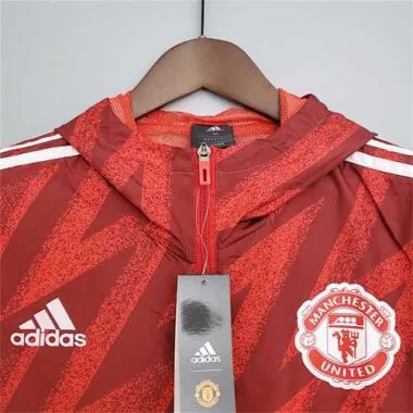 Manchester United 2021/22 Red Geometric Windbreaker