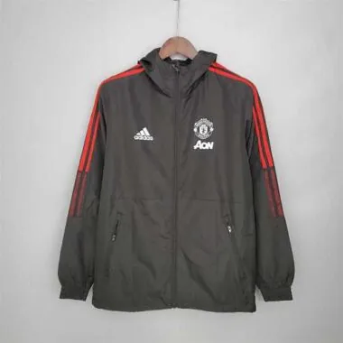 Manchester United 2021/22 Black Red Trim Windbreaker