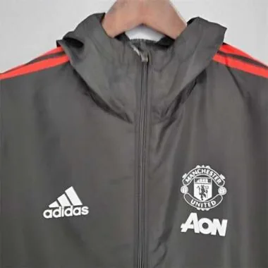Manchester United 2021/22 Black Red Trim Windbreaker