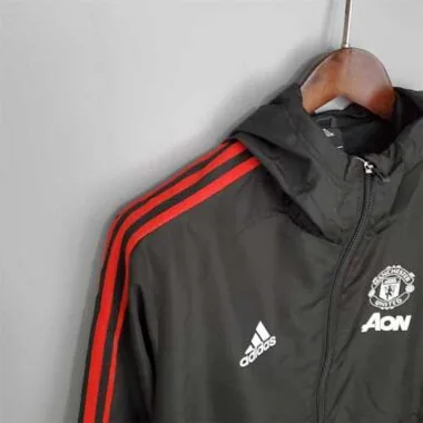 Manchester United 2021/22 Black Red Trim Windbreaker
