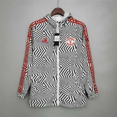 Manchester United 2021/22 Black White Geometric Windbreaker