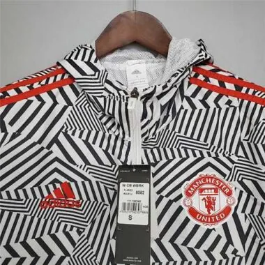 Manchester United 2021/22 Black White Geometric Windbreaker