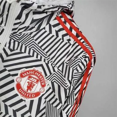 Manchester United 2021/22 Black White Geometric Windbreaker