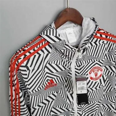 Manchester United 2021/22 Black White Geometric Windbreaker