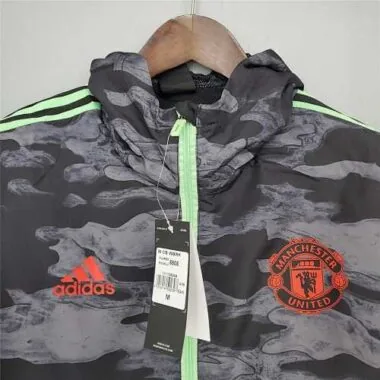 Manchester United 2021/22 Black Grey Camouflage Windbreaker