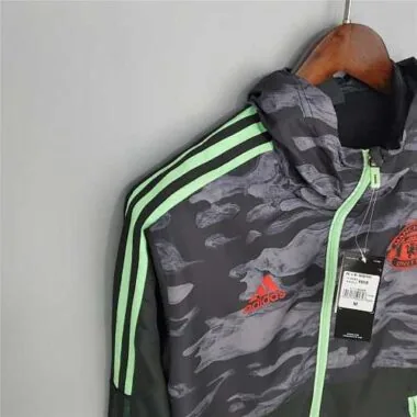 Manchester United 2021/22 Black Grey Camouflage Windbreaker