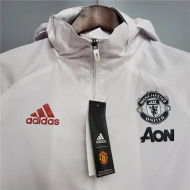 Manchester United 2020/21 White Black Red Trim Windbreaker