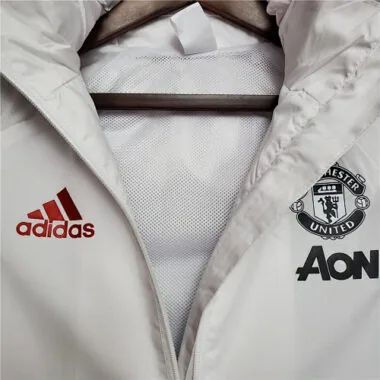 Manchester United 2020/21 White Black Red Trim Windbreaker