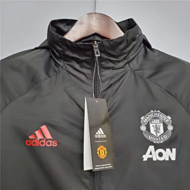 Manchester United 2020/21 Black White Red Trim Windbreaker