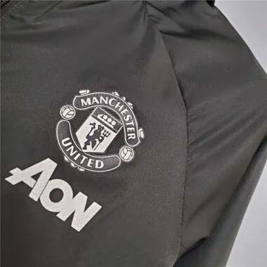 Manchester United 2020/21 Black White Red Trim Windbreaker