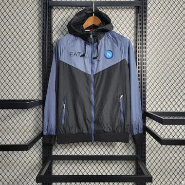 Napoli 2023/24 Black Grey Blue Hooded Windbreaker