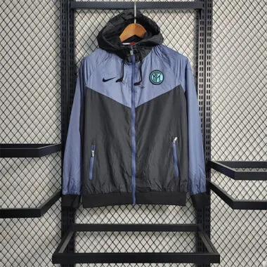 Inter Milan 2023/24 Black Grey Blue Hooded Windbreaker