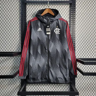 Flamengo Black Grey Diamond Red Trim Windbreaker