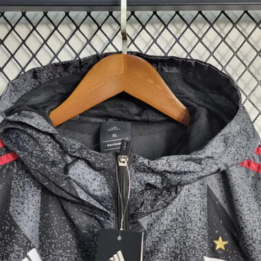 Flamengo Black Grey Diamond Red Trim Windbreaker