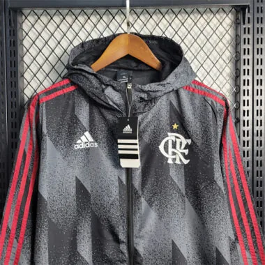 Flamengo Black Grey Diamond Red Trim Windbreaker