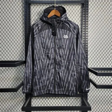 Club America 2023/24 Black Grey Geometric Hooded Windbreaker