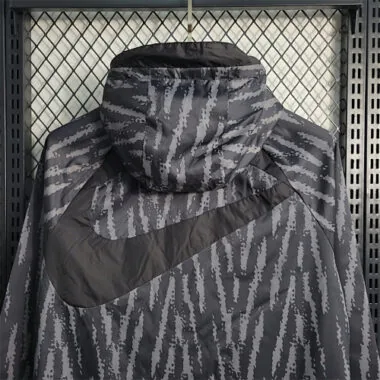 Club America 2023/24 Black Grey Geometric Hooded Windbreaker