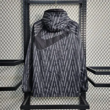 Club America 2023/24 Black Grey Geometric Hooded Windbreaker