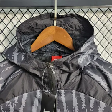 Club America 2023/24 Black Grey Geometric Hooded Windbreaker