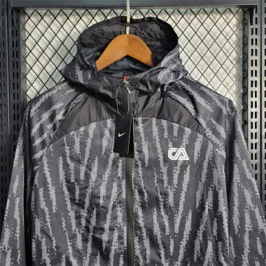 Club America 2023/24 Black Grey Geometric Hooded Windbreaker