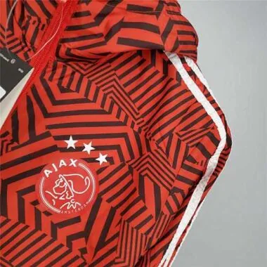 Ajax 2021/22 Red Black Geometric Hooded Windbreaker
